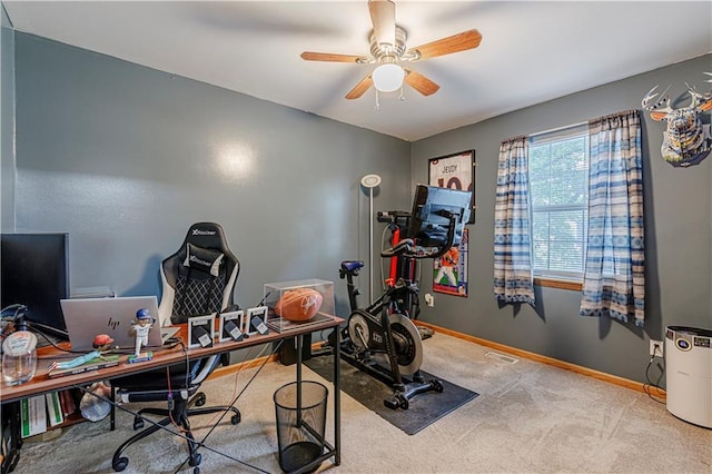 516 S St, Grain Valley, MO 64029 - carpeted office with ceiling fan and baseboards