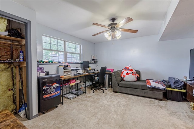 516 S St, Grain Valley, MO 64029 - office featuring a ceiling fan and carpet floors
