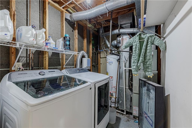 516 S St, Grain Valley, MO 64029 - washroom with water heater and independent washer and dryer