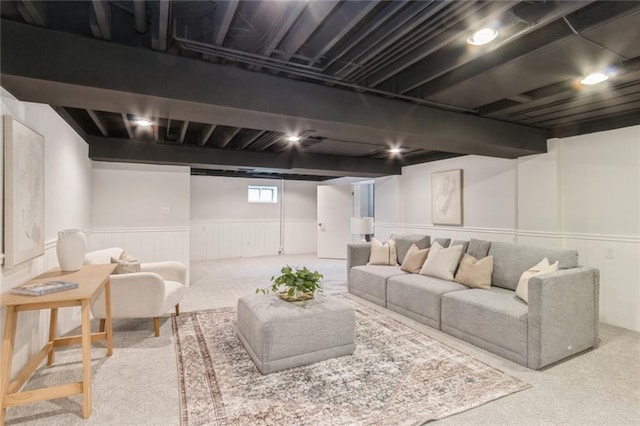 5308 Foster St, Overland Park, KS 66202 - living area with carpet floors and a wainscoted wall