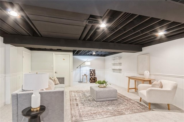 5308 Foster St, Overland Park, KS 66202 - finished below grade area featuring a wainscoted wall and carpet