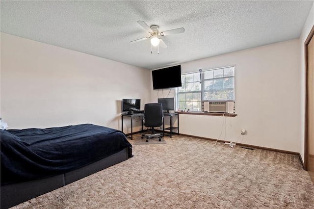 446 Hithergreen Dr, Lansing, KS 66043 - bedroom featuring cooling unit, carpet flooring, a textured ceiling, and a desk