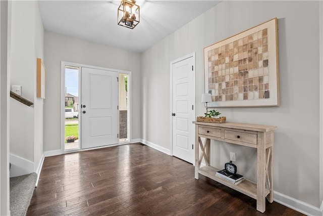 19714 W 197th Ct, Spring Hill, KS 66083 - foyer featuring dark wood-style flooring and baseboards