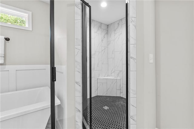 19714 W 197th Ct, Spring Hill, KS 66083 - full bath featuring a marble finish shower and a freestanding tub