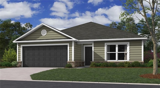 20348 W 194th Ter, Spring Hill, KS 66083 - view of front of property with driveway, an attached garage, a front yard, and roof with shingles
