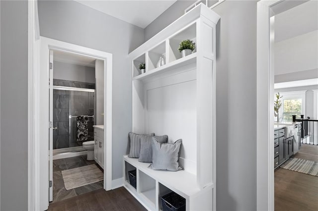 19433 W 114th Ter, Olathe, KS 66061 - mudroom with dark wood-type flooring