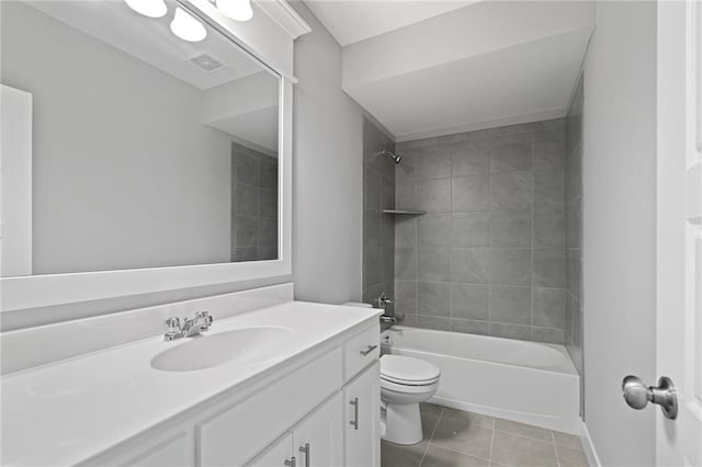 19433 W 114th Ter, Olathe, KS 66061 - bathroom with vanity, toilet, tile patterned flooring, shower / washtub combination, and baseboards