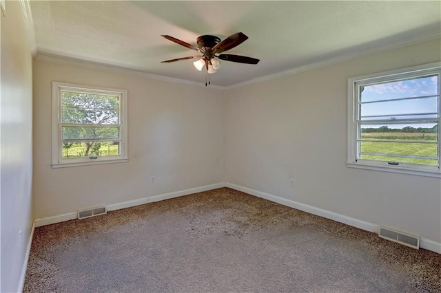 739 SW 700th Rd, Holden, MO 64040 - carpeted empty room with a ceiling fan, baseboards, and ornamental molding