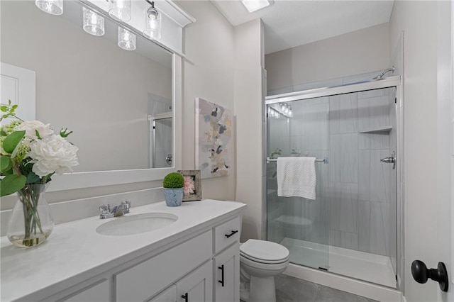 19477 W 114th Ter, Olathe, KS 66061 - full bath featuring vanity, a shower stall, and tile patterned floors