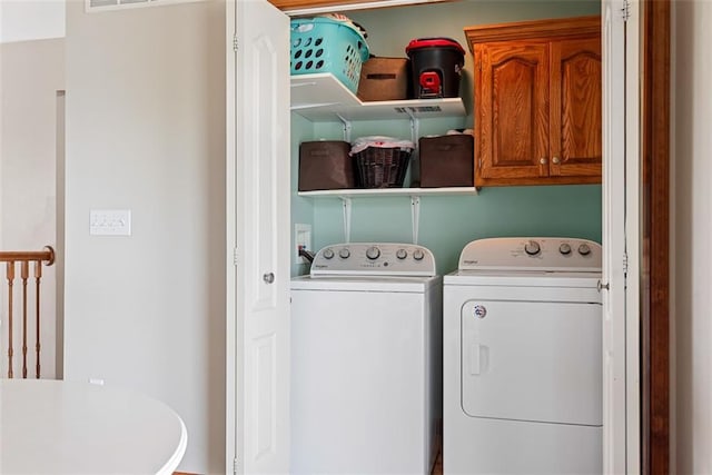 601 W 3rd Ter, Wellsville, KS 66092 - washroom featuring separate washer and dryer and cabinet space