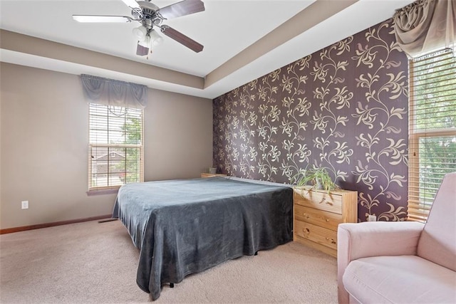 601 W 3rd Ter, Wellsville, KS 66092 - bedroom featuring wallpapered walls, carpet flooring, baseboards, a ceiling fan, and pool table