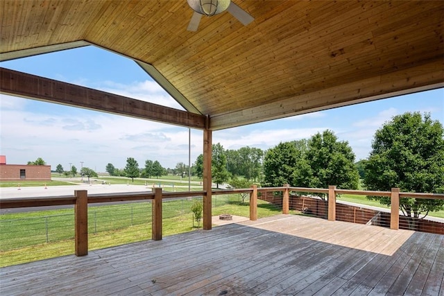 601 W 3rd Ter, Wellsville, KS 66092 - wooden terrace with ceiling fan and a yard