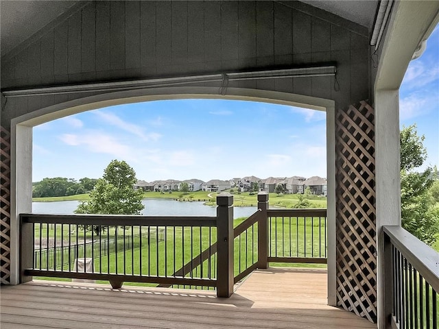 9812 Saddletop St, Lenexa, KS 66227 - deck with a yard, a water view, and a residential view