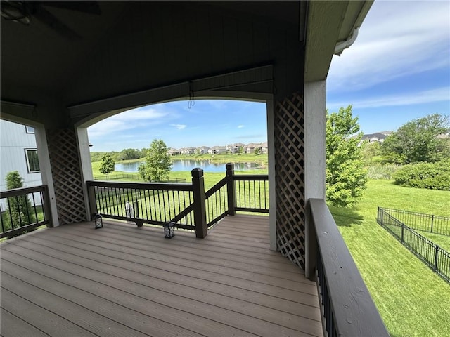 9812 Saddletop St, Lenexa, KS 66227 - wooden terrace featuring a water view