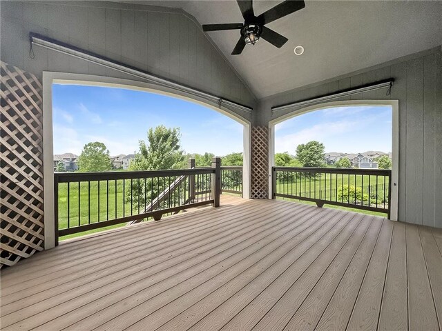 9812 Saddletop St, Lenexa, KS 66227 - wooden deck with a ceiling fan