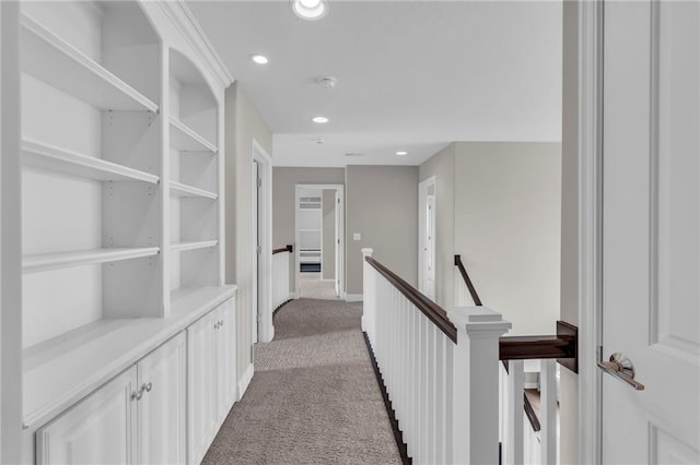 9812 Saddletop St, Lenexa, KS 66227 - hallway with carpet, an upstairs landing, and recessed lighting