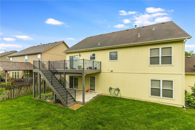 2420 SW Golden Eagle Rd, Lees Summit, MO 64082 - rear view of property with a wooden deck, stairs, a patio, and a shingled roof