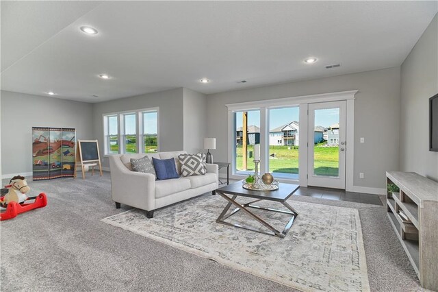 5858 Mccormick Dr, Shawnee, KS 66226 - living room with recessed lighting, baseboards, and carpet