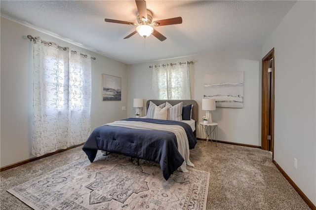 15215 Edgerton Rd, Gardner, KS 66030 - bedroom with carpet, a textured ceiling, baseboards, and ceiling fan