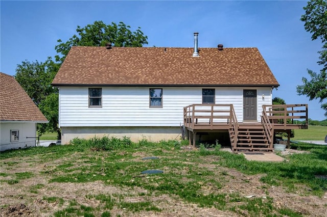 15215 Edgerton Rd, Gardner, KS 66030 - rear view of property with a deck, stairs, and a shingled roof