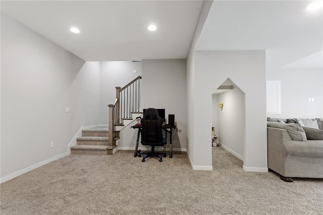 4820 NE 90th Ter, Kansas City, MO 64156 - home office with light carpet and recessed lighting