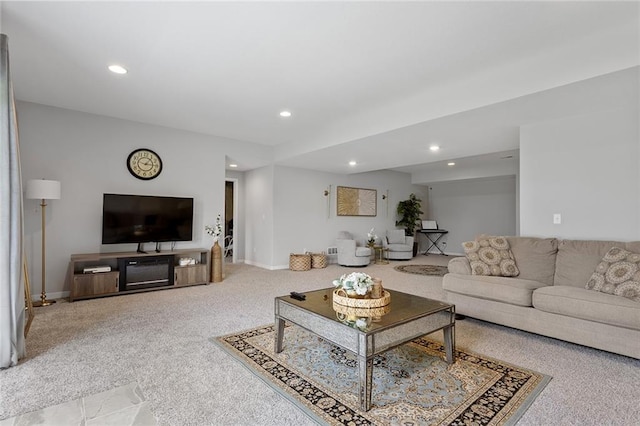 4820 NE 90th Ter, Kansas City, MO 64156 - carpeted living area featuring recessed lighting and baseboards