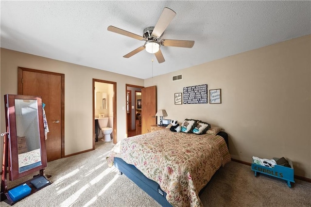 513 Brown Circle Dr, Osawatomie, KS 66064 - bedroom featuring carpet floors, a textured ceiling, and ceiling fan