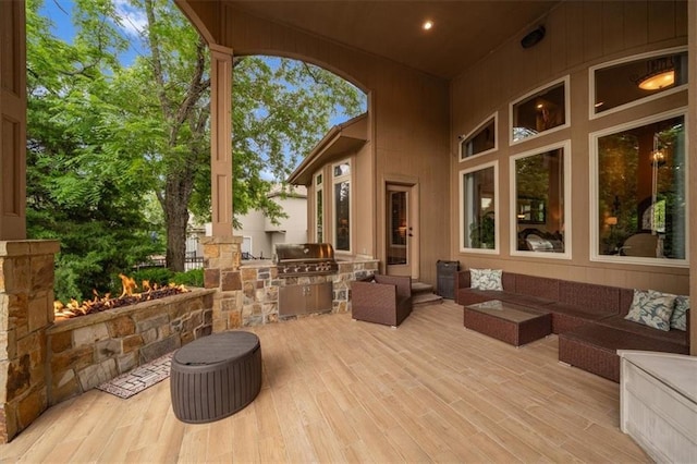 11121 S Whitetail Ln, Olathe, KS 66061 - view of patio / terrace featuring area for grilling, a wooden deck, and outdoor lounge area