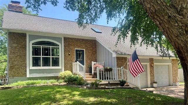 8961 Swarner Dr, Lenexa, KS 66219 - single story home with driveway, stone siding, and roof with shingles