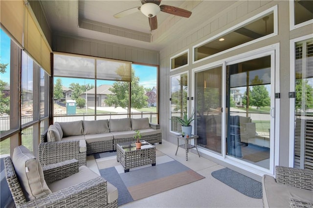 16394 S Loiret St, Olathe, KS 66062 - sunroom with ceiling fan and outdoor lounge area
