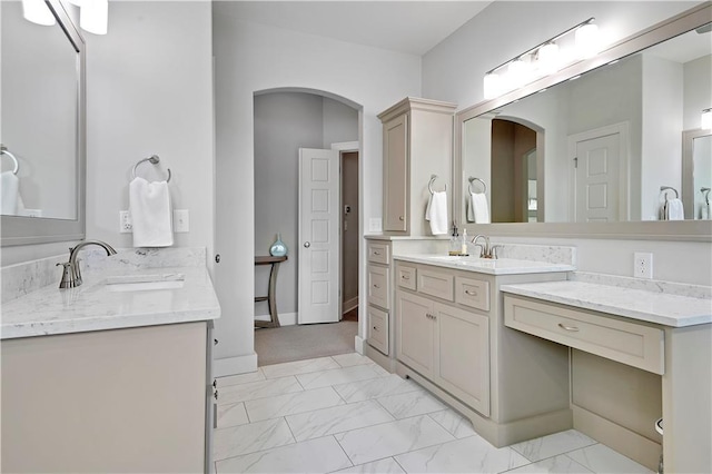 16394 S Loiret St, Olathe, KS 66062 - full bathroom with marble look tile flooring and two vanities