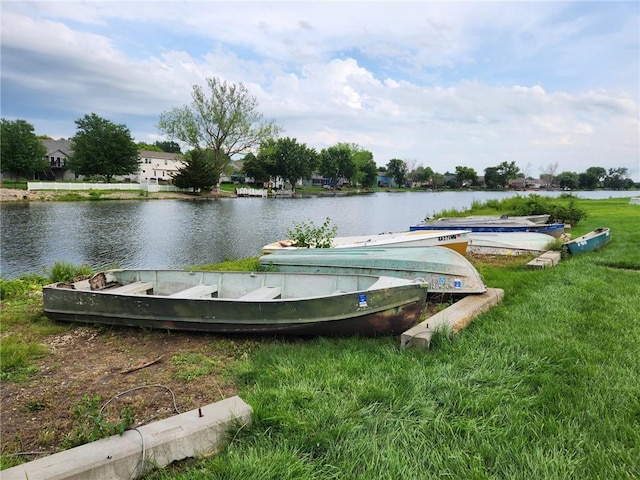 300 S Silver Top Ln, Raymore, MO 64083 - view of grassy yard featuring a water view and a dock