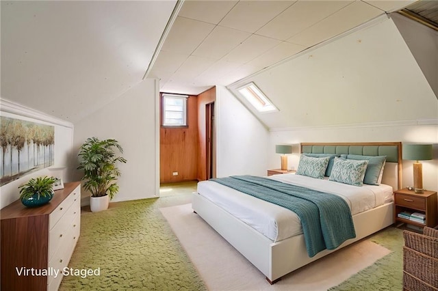 5301 Sycamore Dr, Roeland Park, KS 66205 - carpeted bedroom featuring lofted ceiling and a skylight