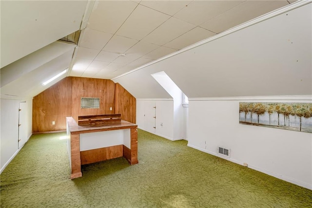 5301 Sycamore Dr, Roeland Park, KS 66205 - bonus room featuring carpet, vaulted ceiling, and wood walls