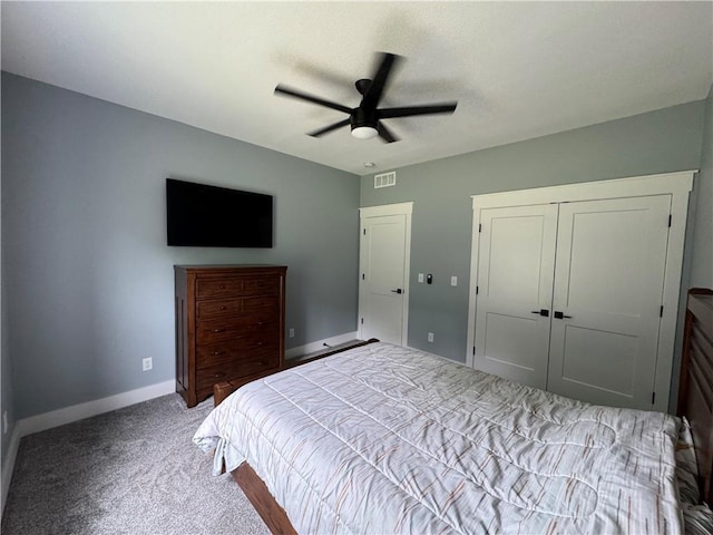 25908 E 317th Ter, Harrisonville, MO 64701 - bedroom with carpet flooring, a closet, baseboards, and a ceiling fan