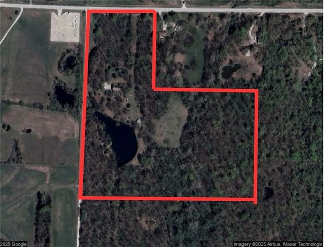 26725 S Bennett Rd, Freeman, MO 64746 - aerial map of property and surrounding area featuring property boundaries highlighted