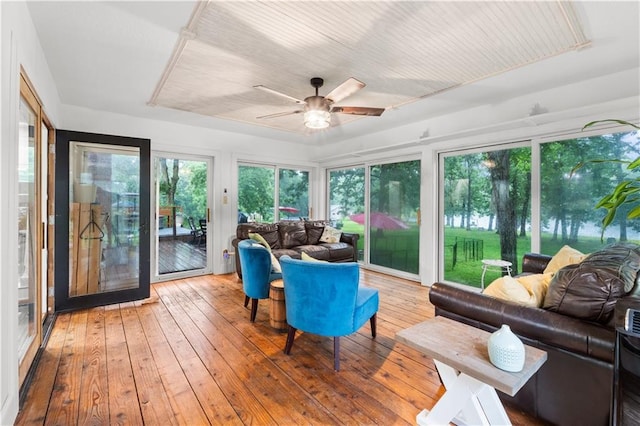26725 S Bennett Rd, Freeman, MO 64746 - sunroom with a wooden deck and hardwood / wood-style floors