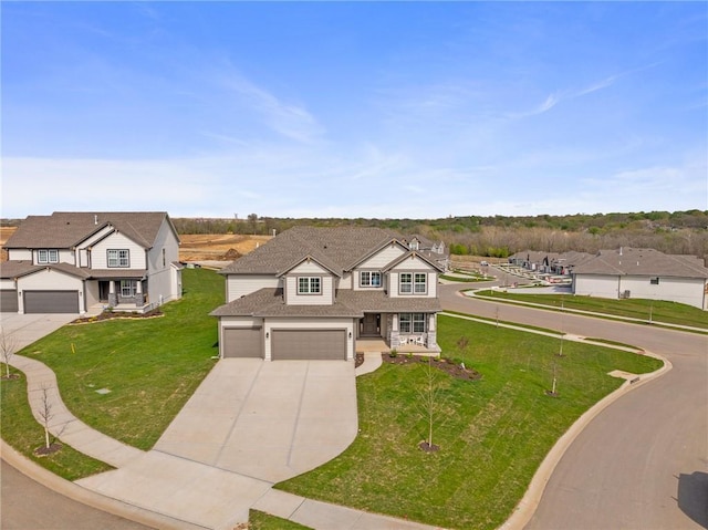 11487 S Cornice St, Olathe, KS 66061 - traditional-style home with concrete driveway, a residential view, a front lawn, an attached garage, and a porch