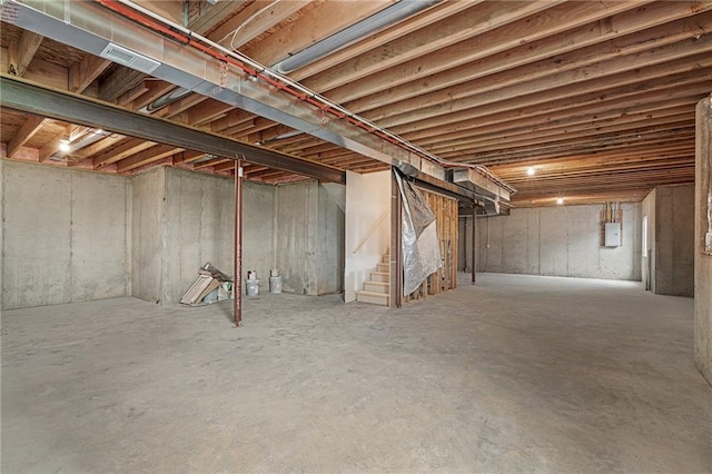 11487 S Cornice St, Olathe, KS 66061 - unfinished basement with electric panel and stairs