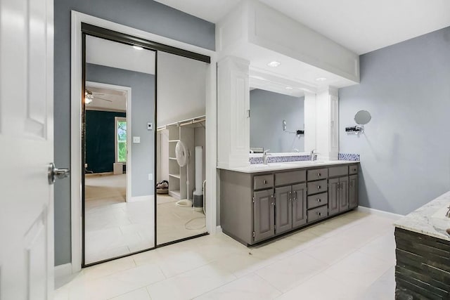 600 N Oak St, Gardner, KS 66030 - bathroom with double vanity and ceiling fan