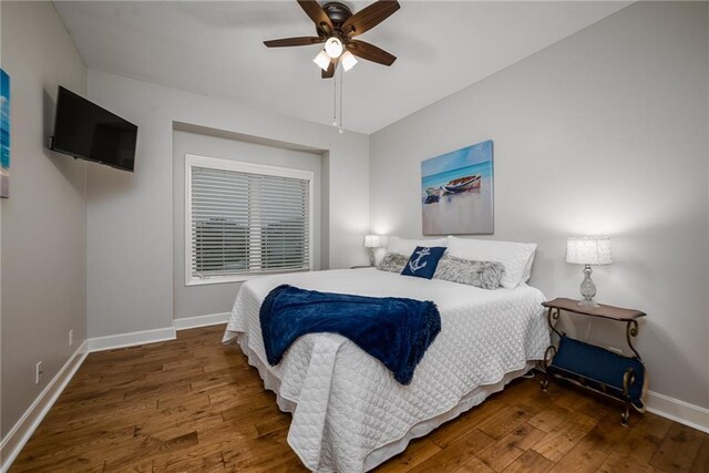 14165 Ashbury Ct, Basehor, KS 66007 - bedroom with wood finished floors, baseboards, and a ceiling fan