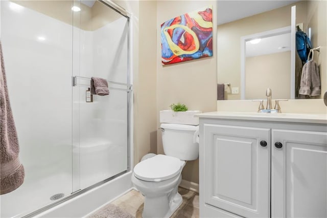21222 W 46th Ter, Shawnee, KS 66218 - bathroom featuring a shower stall, vanity, and tile patterned floors