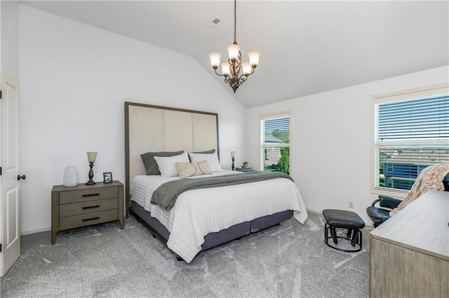 21222 W 46th Ter, Shawnee, KS 66218 - bedroom featuring carpet flooring, a chandelier, and lofted ceiling