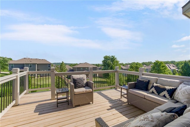 21222 W 46th Ter, Shawnee, KS 66218 - wooden terrace with an outdoor living space and a residential view