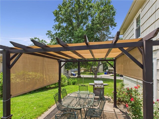 8101 E 133rd Ter, Grandview, MO 64030 - view of patio / terrace featuring outdoor dining area, a pergola, and area for grilling