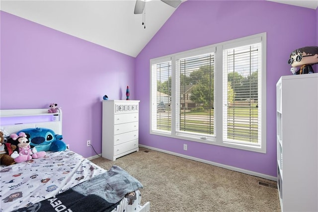 16910 Juniper Dr, Basehor, KS 66007 - carpeted bedroom featuring vaulted ceiling and ceiling fan