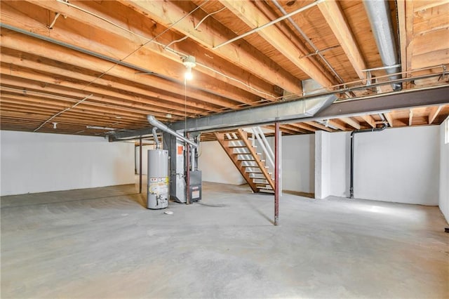 11704 E 76th Ter, Raytown, MO 64138 - unfinished below grade area with gas water heater, stairway, and heating unit
