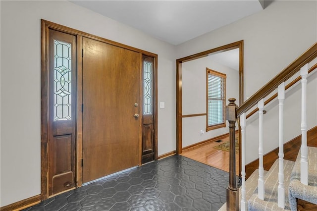 10124 Halsey St, Lenexa, KS 66215 - entrance foyer featuring stairs and baseboards