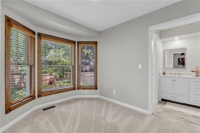 10124 Halsey St, Lenexa, KS 66215 - spare room featuring light colored carpet, baseboards, and a sink