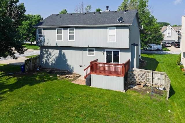 12655 S Clinton St, Olathe, KS 66061 - rear view of property with roof with shingles and a wooden deck